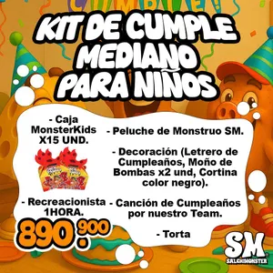 KIT CUMPLEAÑOS MEDIANO (15 NIÑOS)
